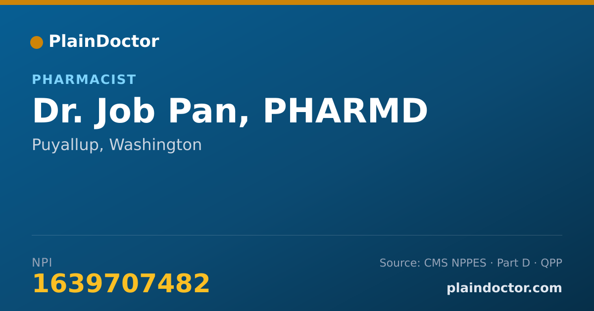 Shareable card for Job Pan, PHARMD - Pharmacist, Puyallup, WA