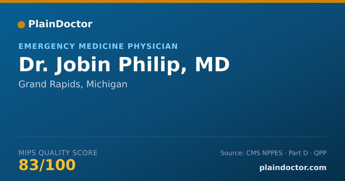 Shareable card for Jobin Philip, MD - Emergency Medicine Physician, Grand Rapids, MI