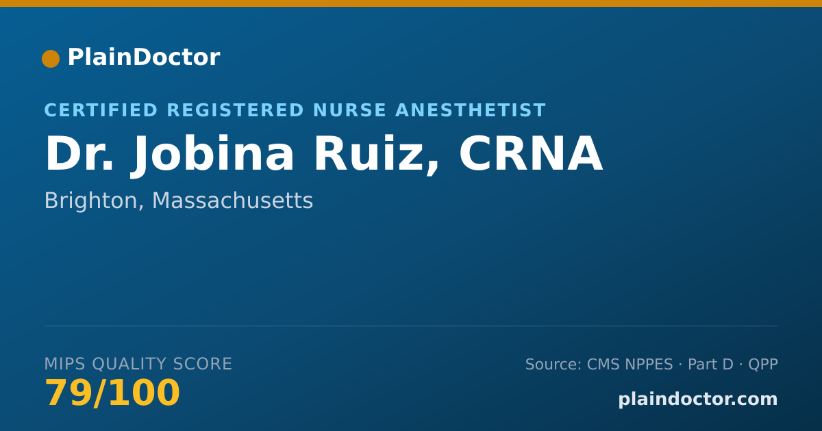 Shareable card for Jobina Ruiz, CRNA - Certified Registered Nurse Anesthetist, Brighton, MA
