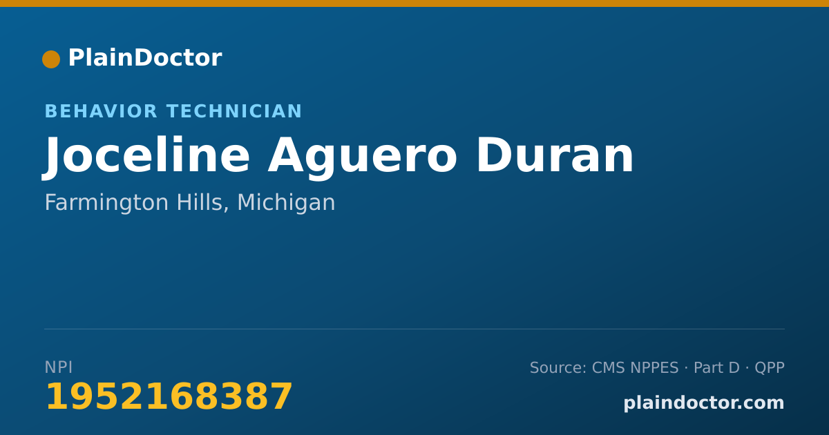 Shareable card for Joceline Aguero Duran - Behavior Technician, Farmington Hills, MI