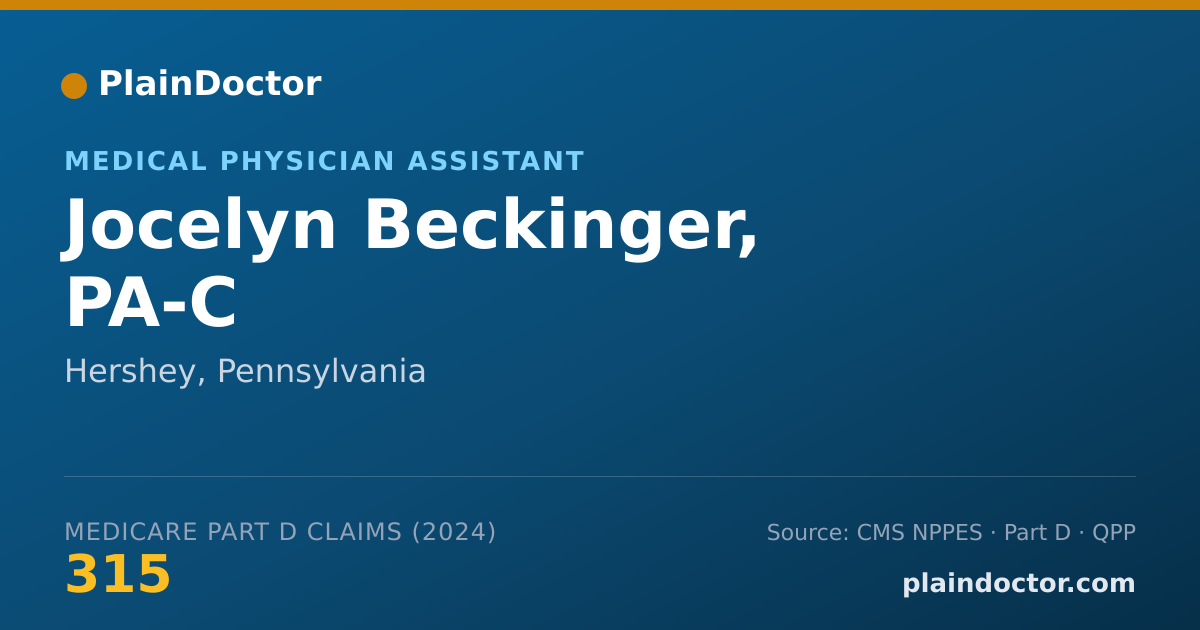 Shareable card for Jocelyn Beckinger, PA-C - Medical Physician Assistant, Hershey, PA