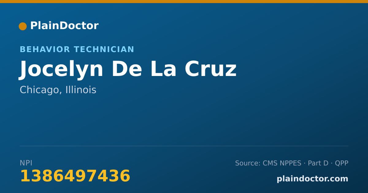 Shareable card for Jocelyn De La Cruz - Behavior Technician, Chicago, IL