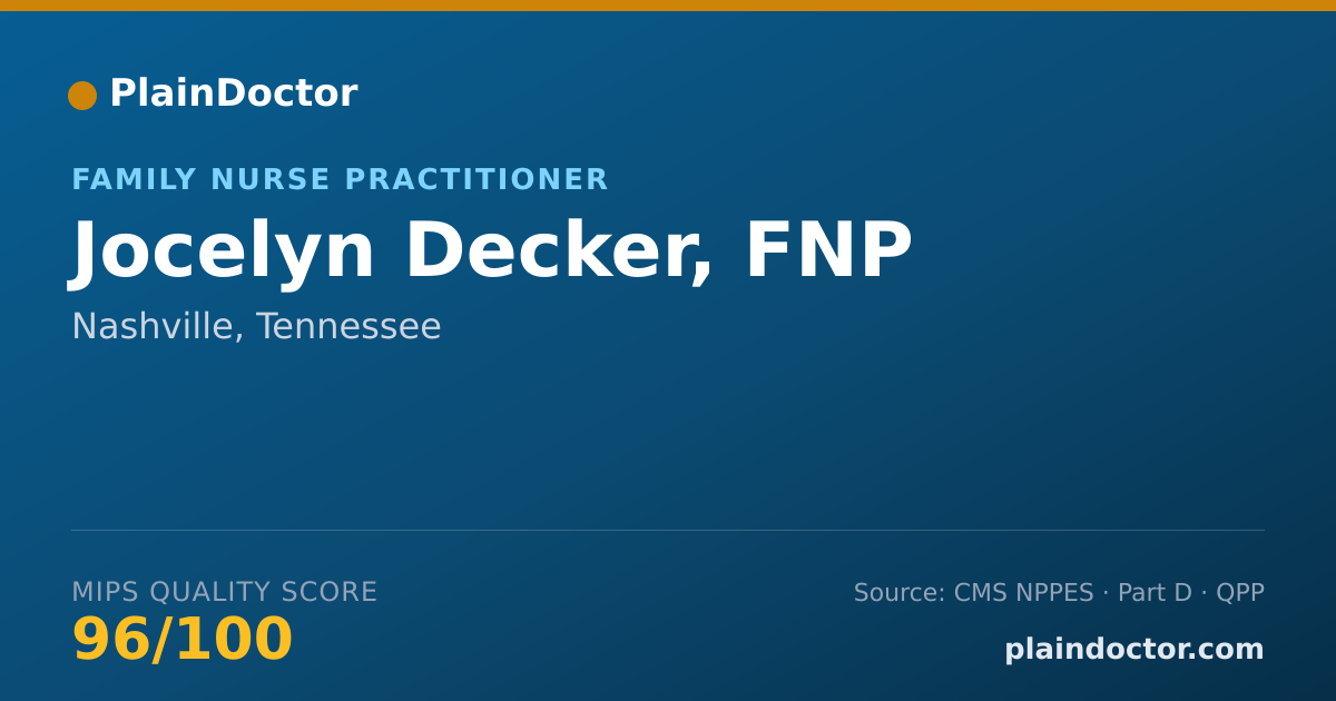 Shareable card for Jocelyn Decker, FNP - Family Nurse Practitioner, Nashville, TN