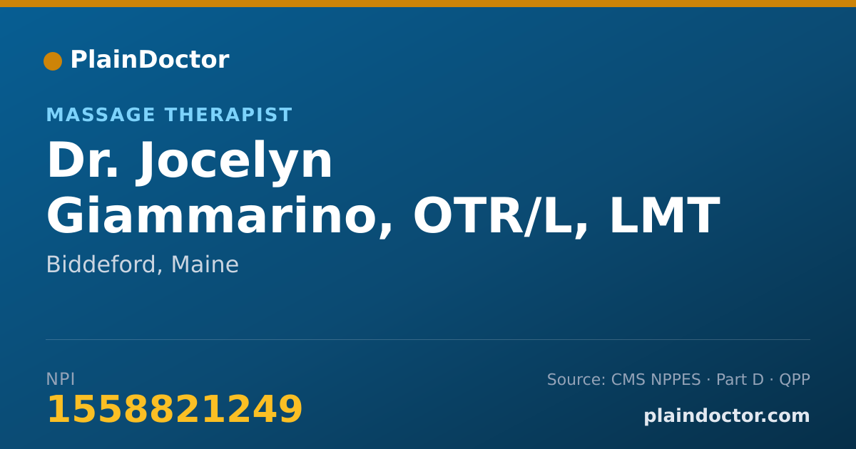 Shareable card for Jocelyn Giammarino, OTR/L, LMT - Massage Therapist, Biddeford, ME