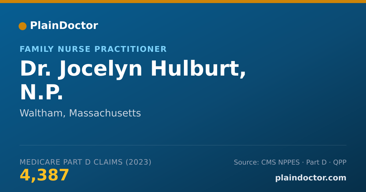 Shareable card for Jocelyn Hulburt, N.P. - Family Nurse Practitioner, Waltham, MA