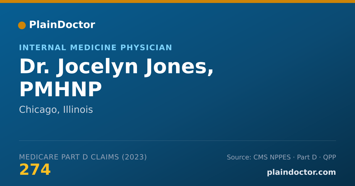 Shareable card for Jocelyn Jones, PMHNP - Internal Medicine Physician, Chicago, IL