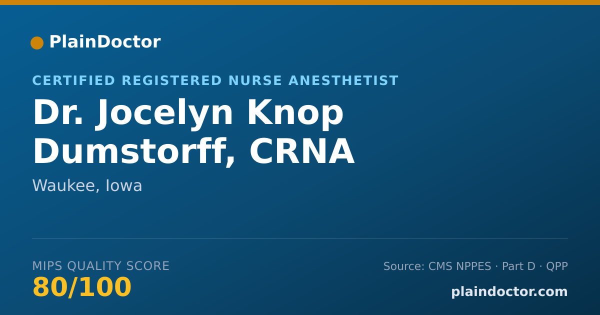 Shareable card for Jocelyn Knop Dumstorff, CRNA - Certified Registered Nurse Anesthetist, Waukee, IA