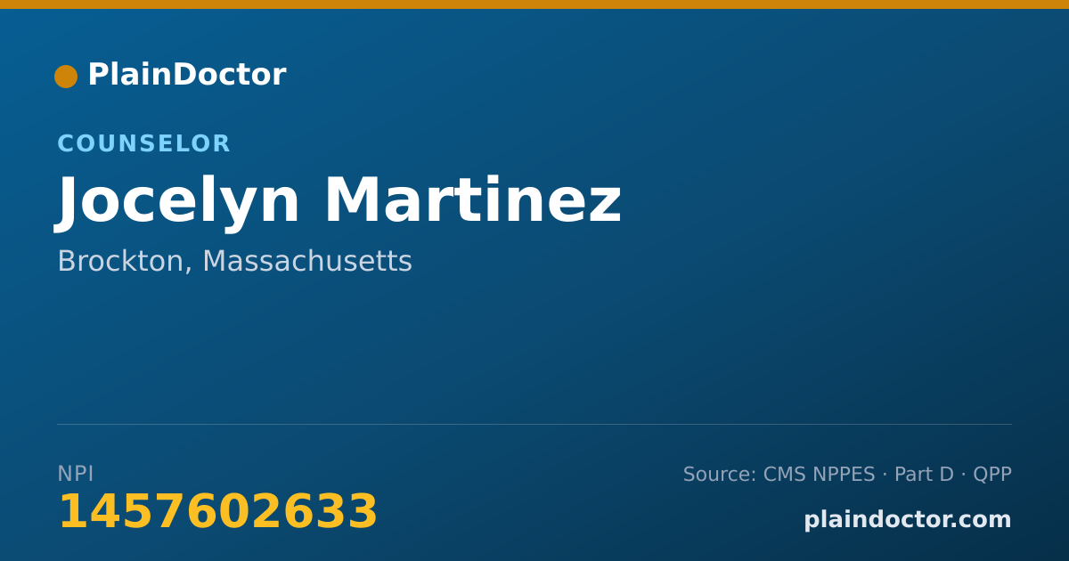 Shareable card for Jocelyn Martinez - Counselor, Brockton, MA
