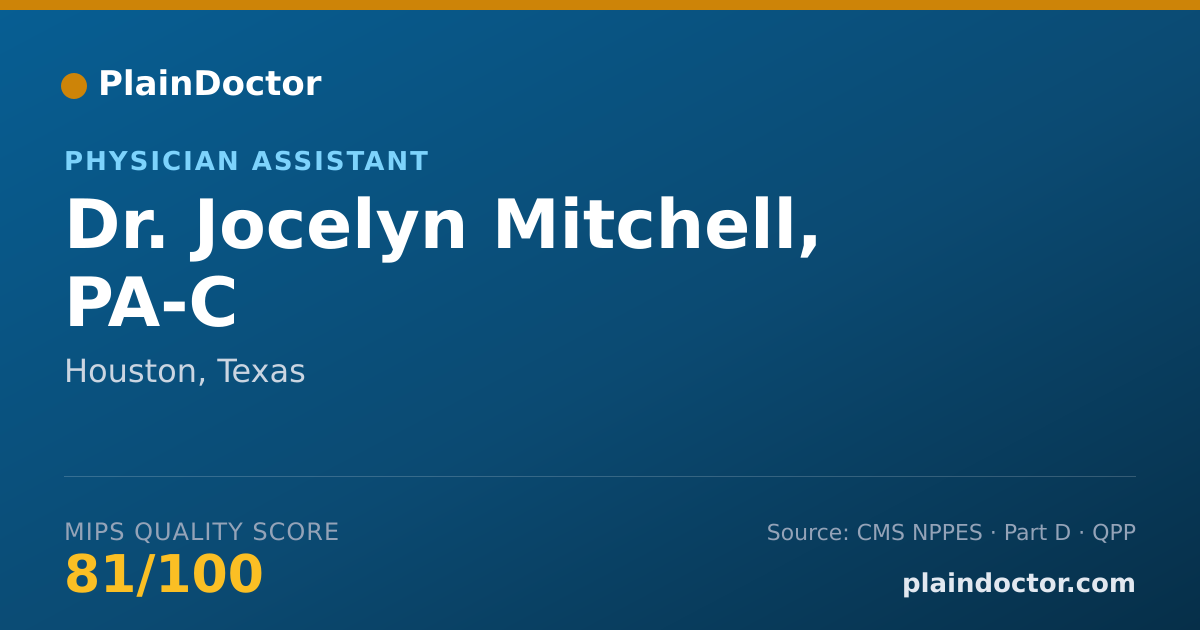 Shareable card for Jocelyn Mitchell, PA-C - Physician Assistant, Houston, TX