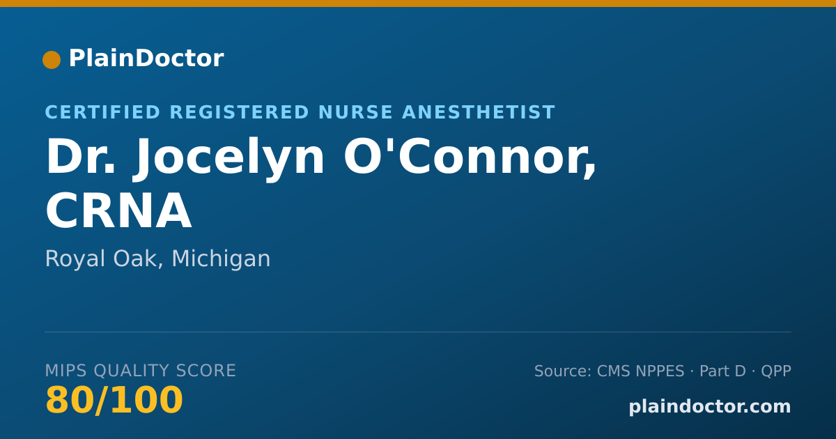 Shareable card for Jocelyn O'Connor, CRNA - Certified Registered Nurse Anesthetist, Royal Oak, MI