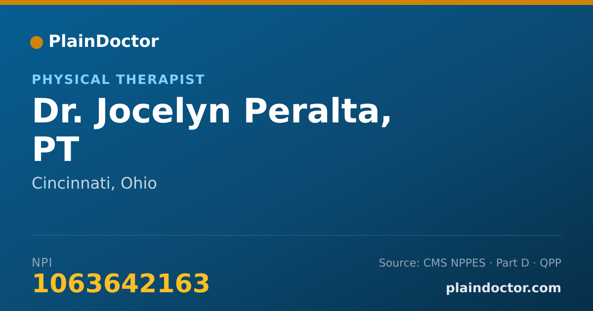 Shareable card for Jocelyn Peralta, PT - Physical Therapist, Cincinnati, OH