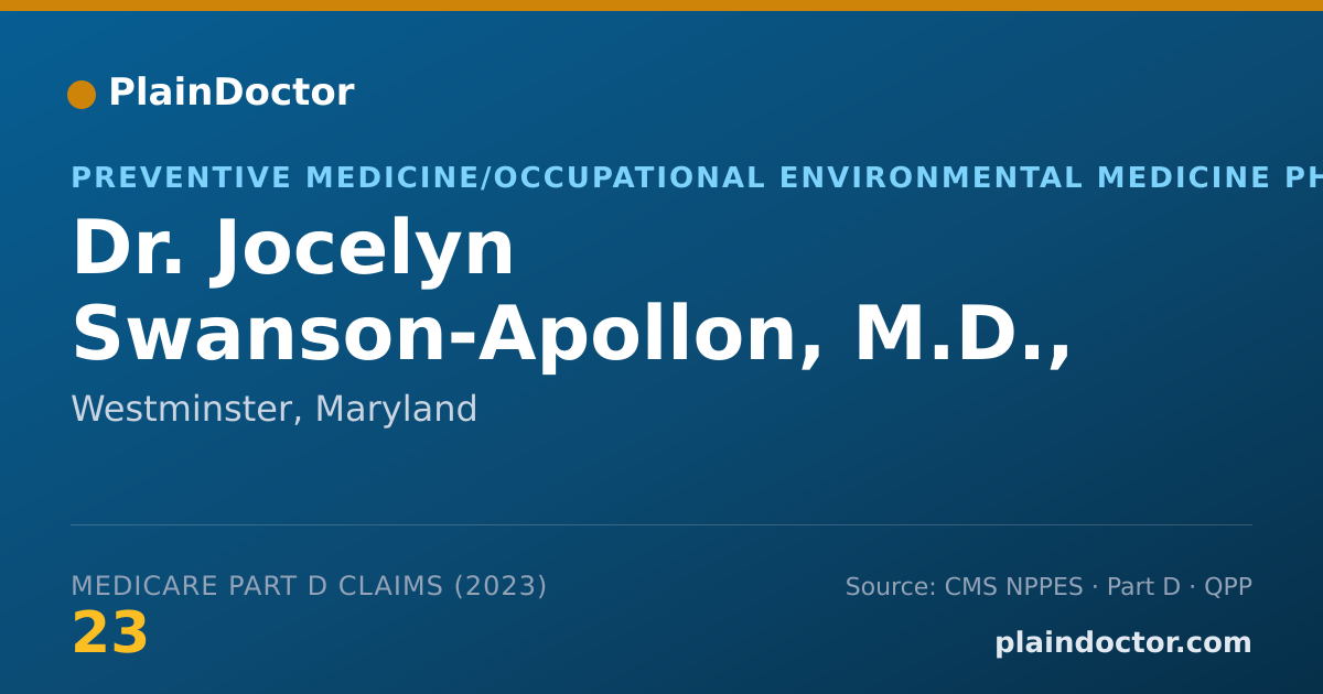 Shareable card for Jocelyn Swanson-Apollon, M.D., MPH - Preventive Medicine/Occupational Environmental Medicine Physician, Westminster, MD