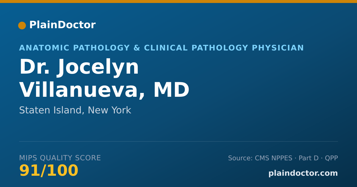 Shareable card for Jocelyn Villanueva, MD - Anatomic Pathology & Clinical Pathology Physician, Staten Island, NY