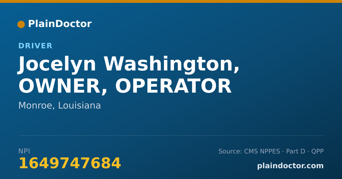 Shareable card for Jocelyn Washington, OWNER, OPERATOR - Driver, Monroe, LA