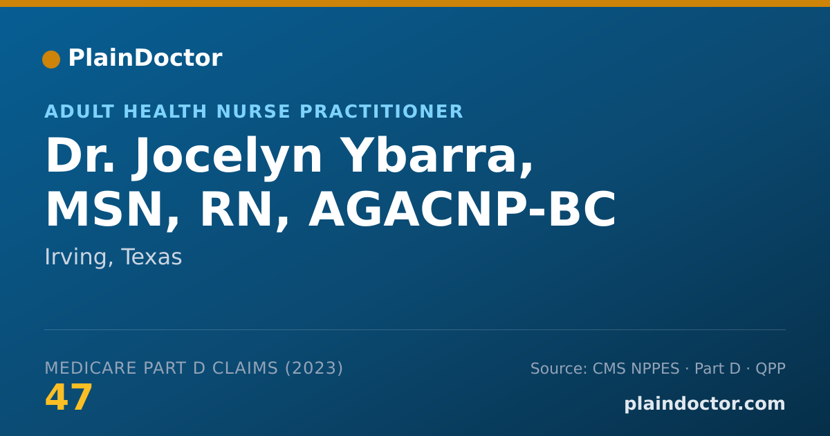 Shareable card for Jocelyn Ybarra, MSN, RN, AGACNP-BC - Adult Health Nurse Practitioner, Irving, TX