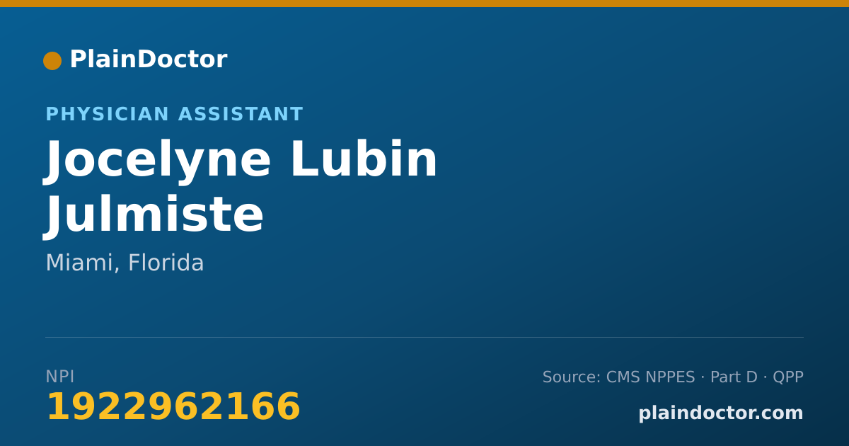 Shareable card for Jocelyne Lubin Julmiste - Physician Assistant, Miami, FL