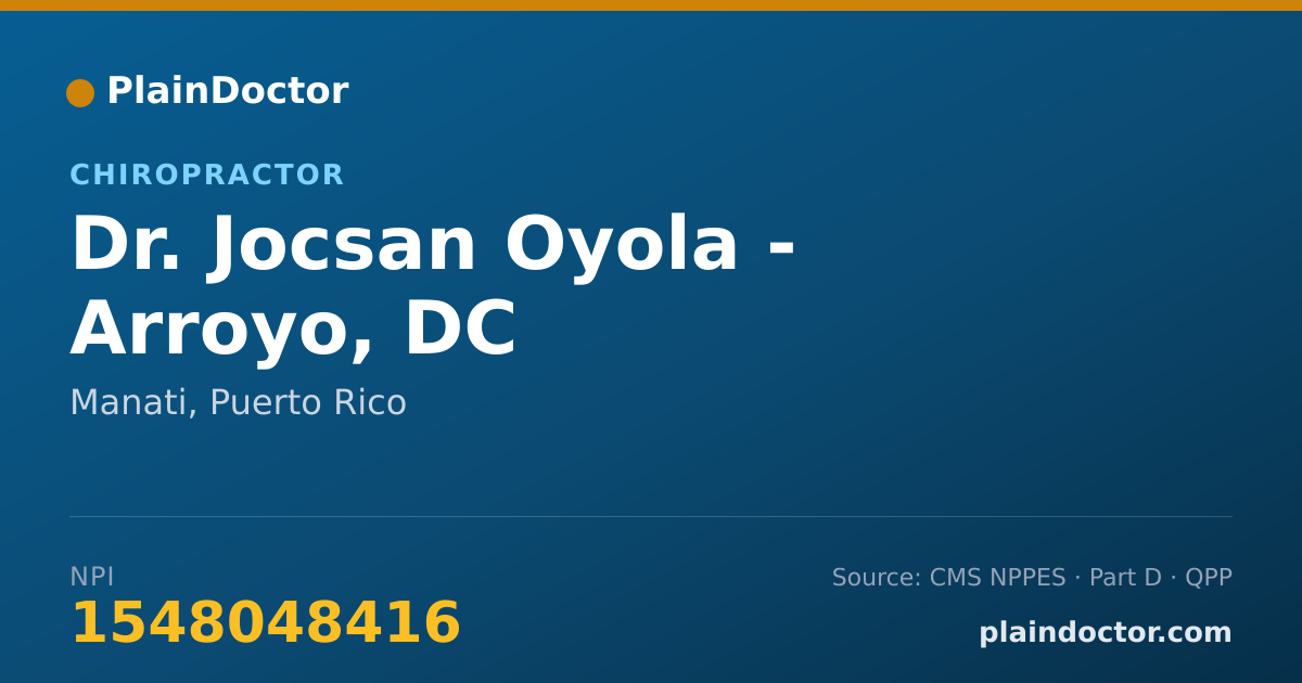Shareable card for Jocsan Oyola - Arroyo, DC - Chiropractor, Manati, PR
