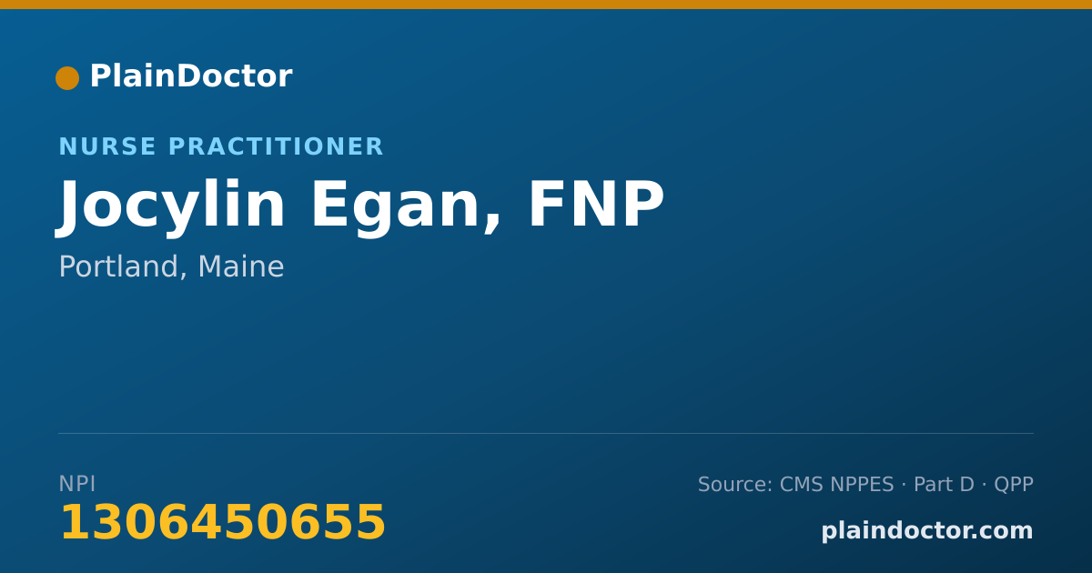 Shareable card for Jocylin Egan, FNP - Nurse Practitioner, Portland, ME