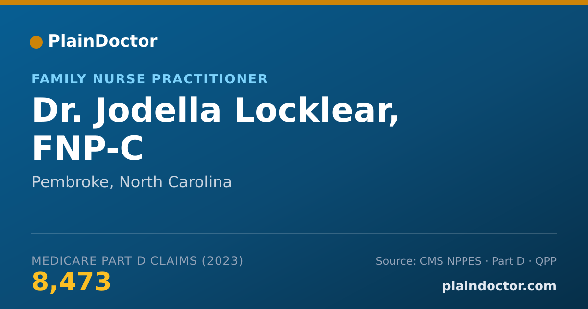 Shareable card for Jodella Locklear, FNP-C - Family Nurse Practitioner, Pembroke, NC