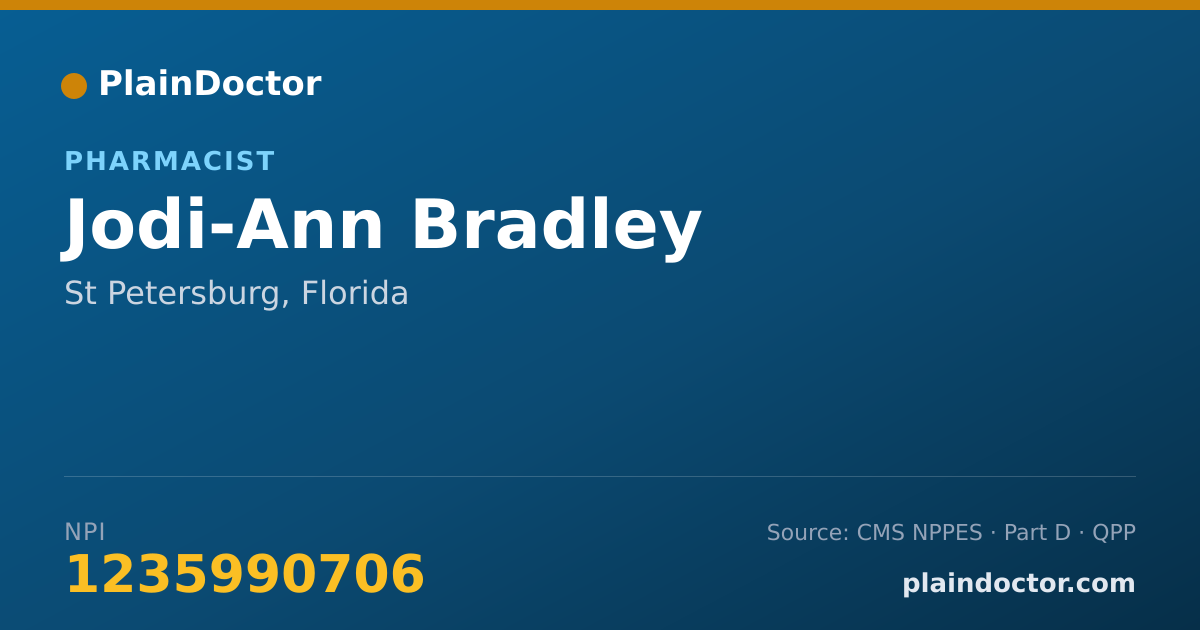 Shareable card for Jodi-Ann Bradley - Pharmacist, St Petersburg, FL