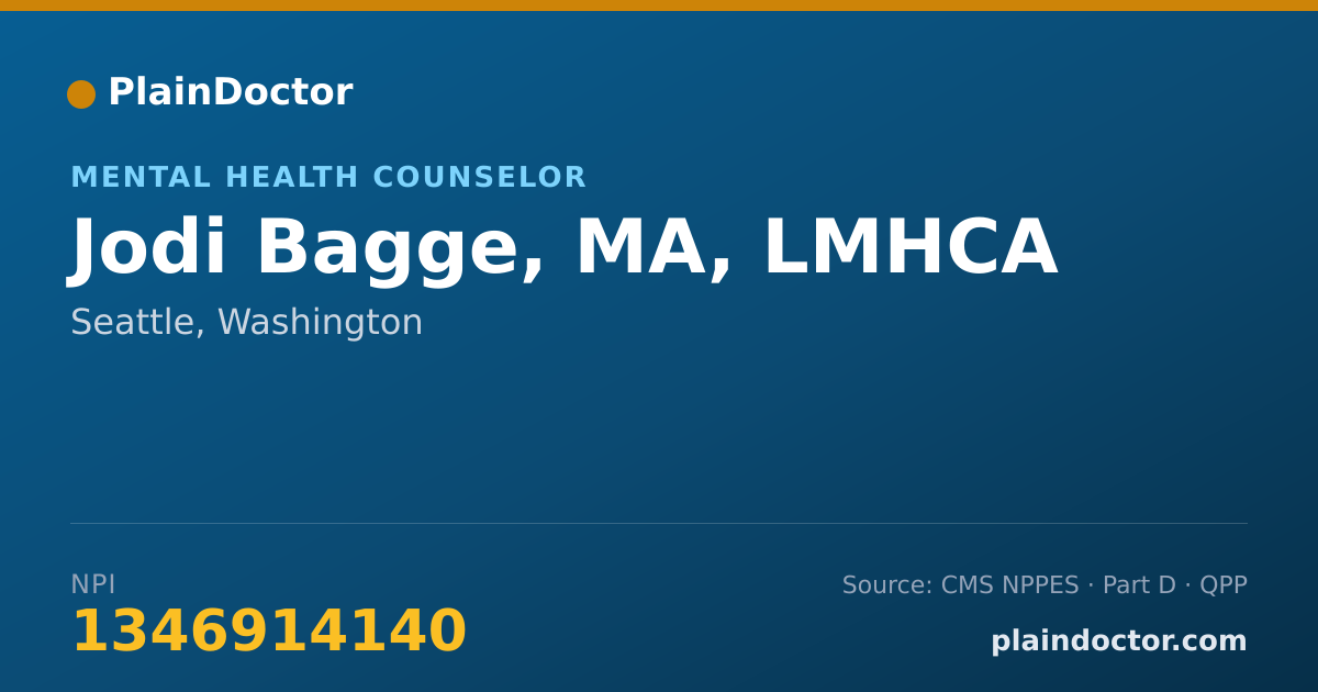 Shareable card for Jodi Bagge, MA, LMHCA - Mental Health Counselor, Seattle, WA