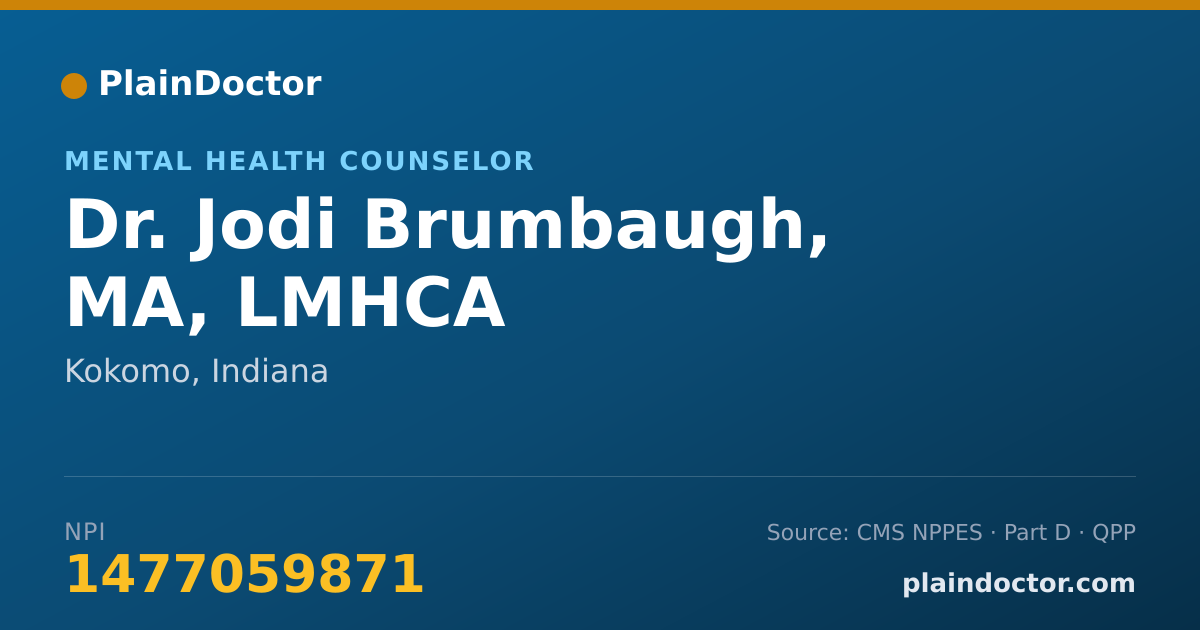 Shareable card for Jodi Brumbaugh, MA, LMHCA - Mental Health Counselor, Kokomo, IN