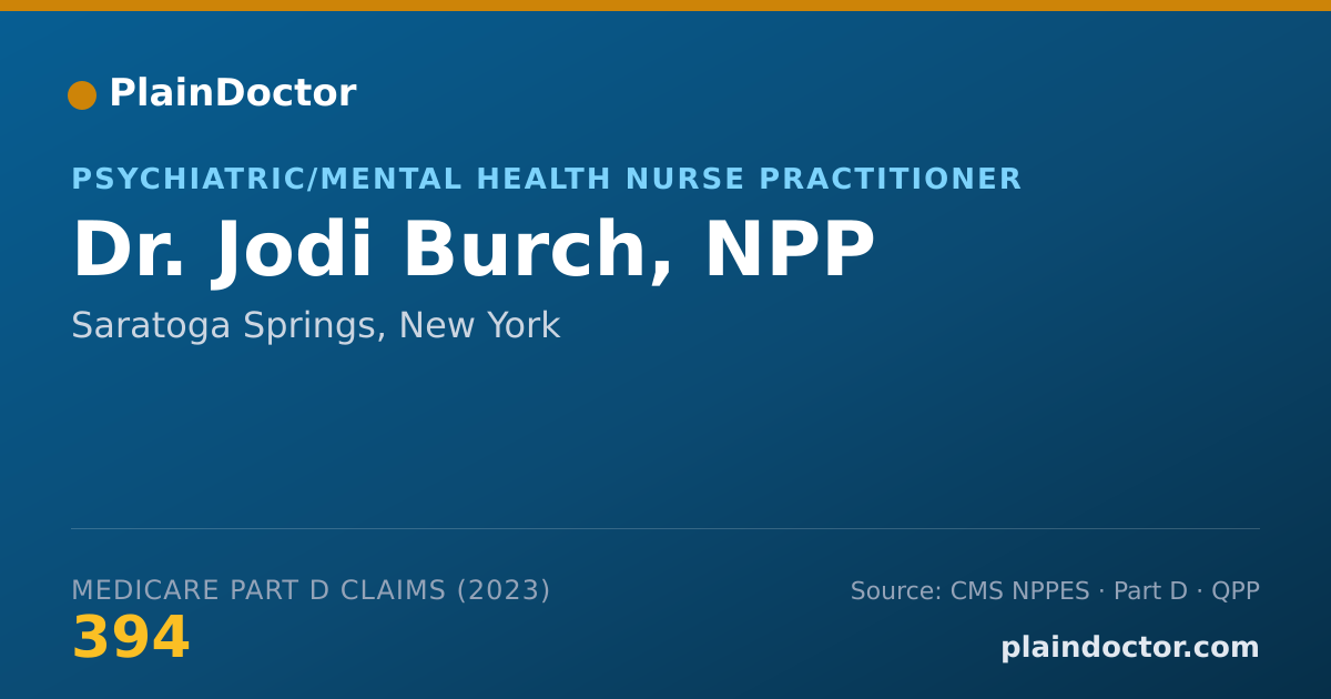 Shareable card for Jodi Burch, NPP - Psychiatric/Mental Health Nurse Practitioner, Saratoga Springs, NY