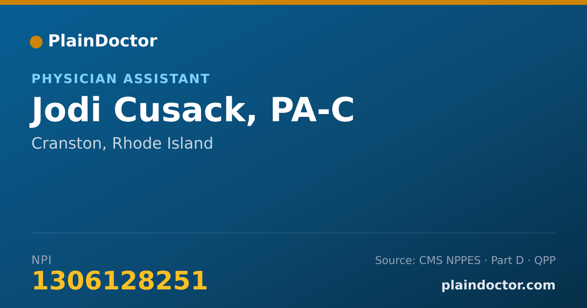 Shareable card for Jodi Cusack, PA-C - Physician Assistant, Cranston, RI