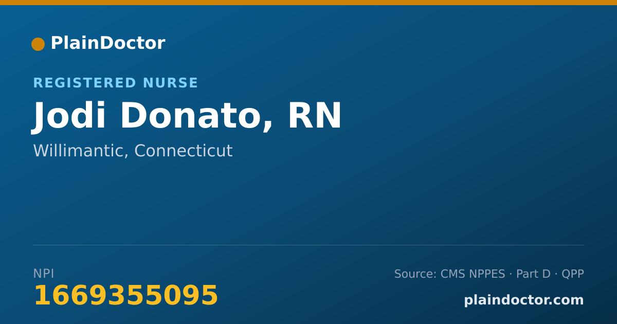 Shareable card for Jodi Donato, RN - Registered Nurse, Willimantic, CT