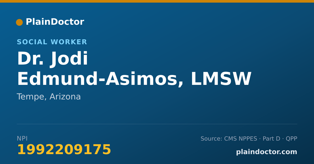 Shareable card for Jodi Edmund-Asimos, LMSW - Social Worker, Tempe, AZ