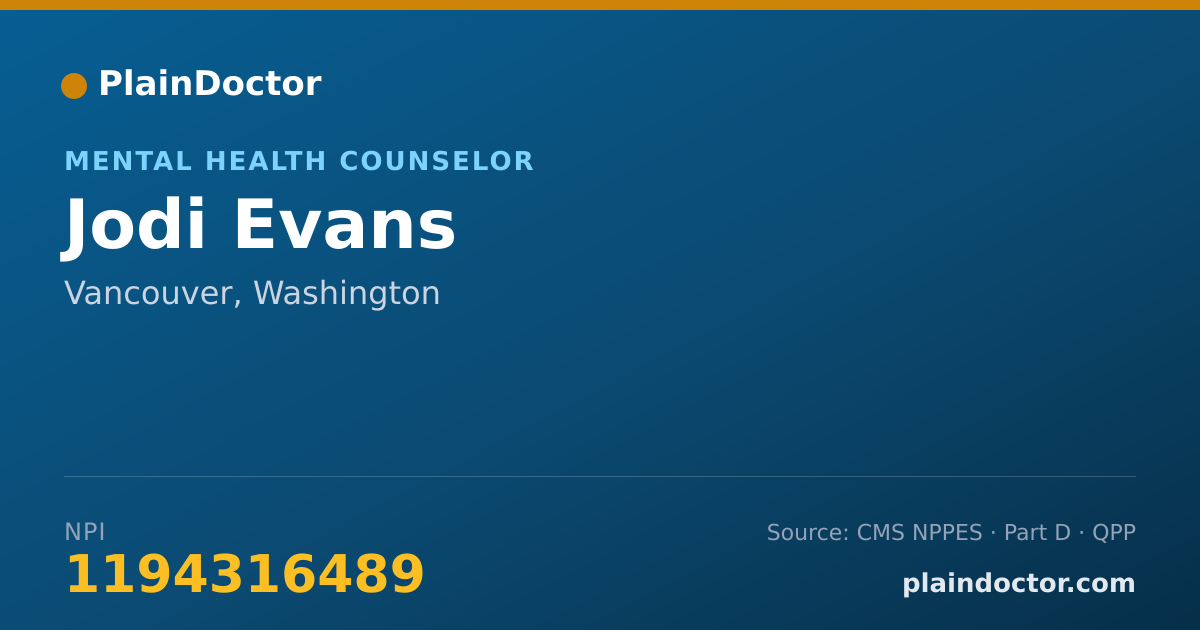 Shareable card for Jodi Evans - Mental Health Counselor, Vancouver, WA
