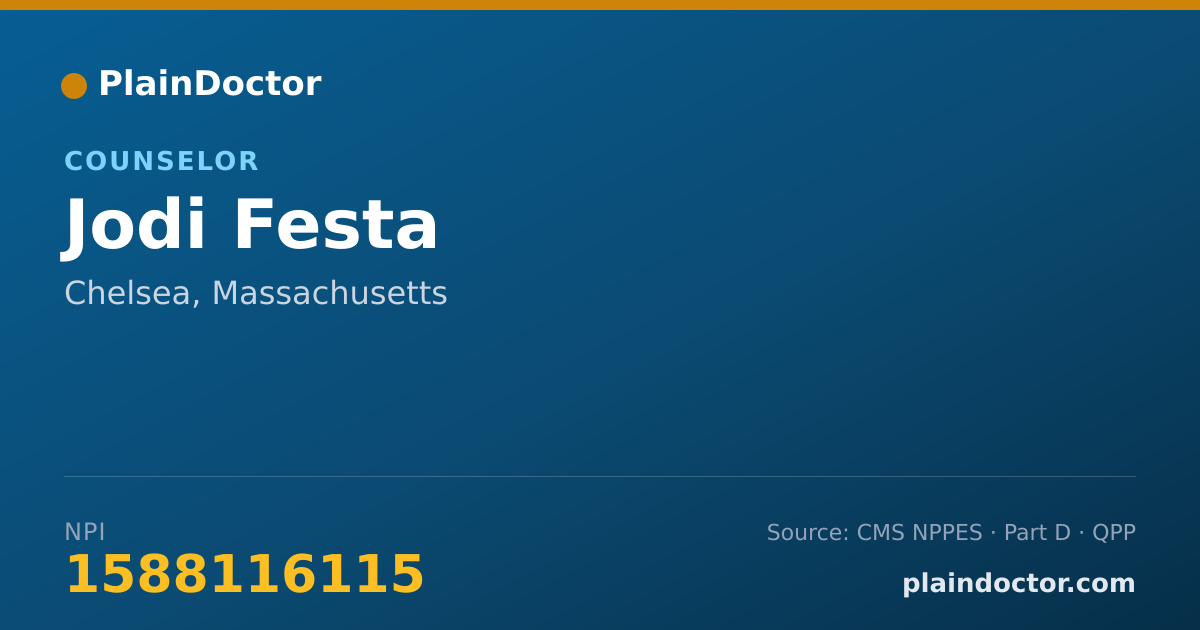 Shareable card for Jodi Festa - Counselor, Chelsea, MA