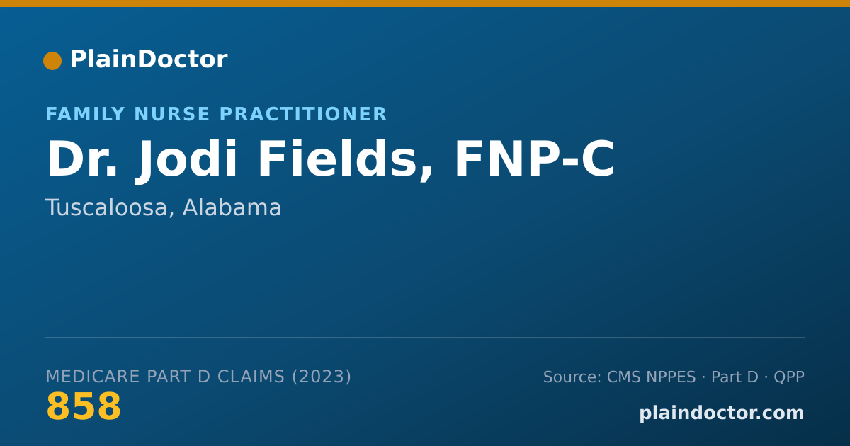 Shareable card for Jodi Fields, FNP-C - Family Nurse Practitioner, Tuscaloosa, AL
