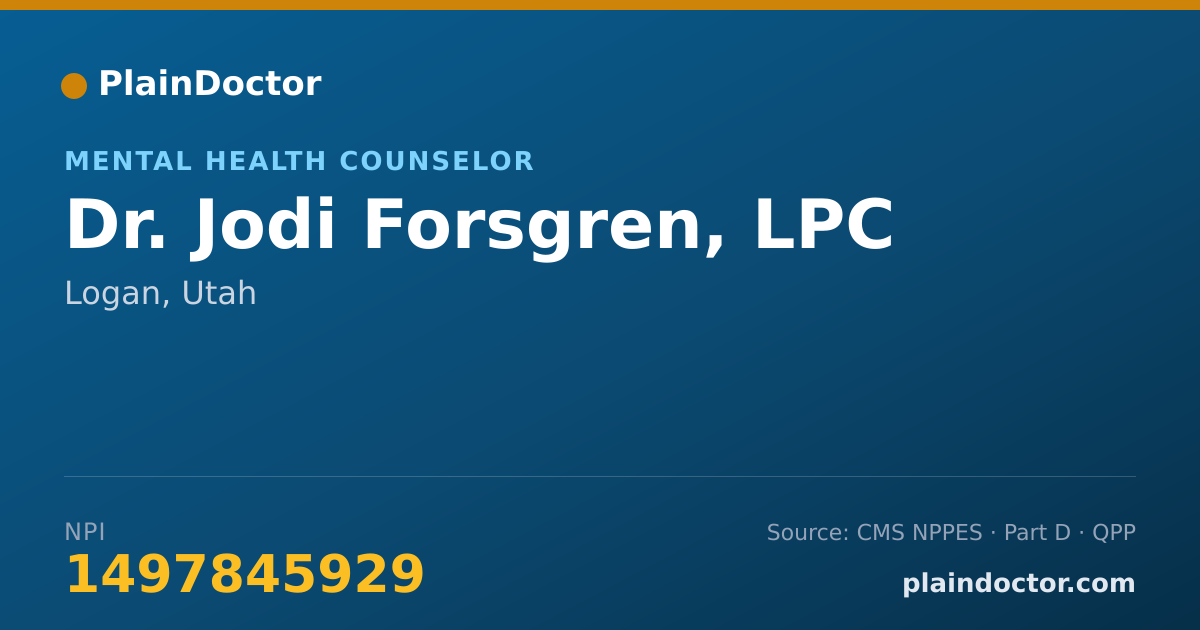 Shareable card for Jodi Forsgren, LPC - Mental Health Counselor, Logan, UT