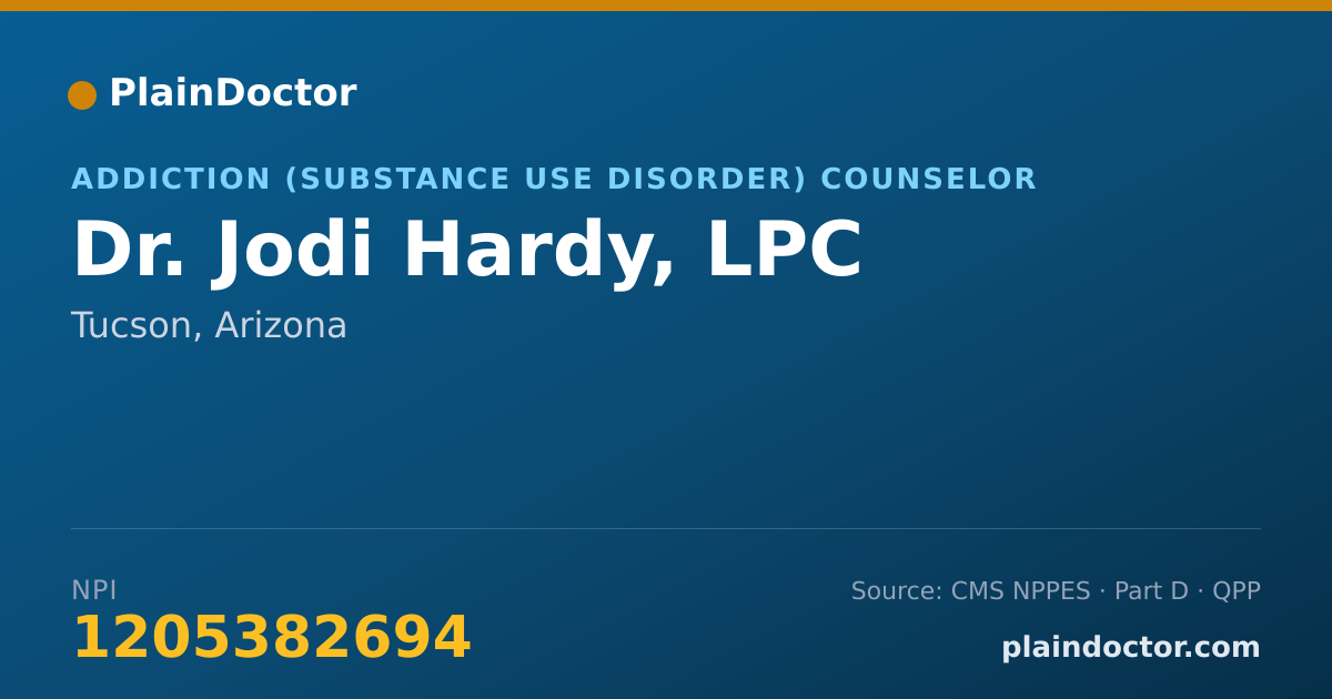Shareable card for Jodi Hardy, LPC - Addiction (Substance Use Disorder) Counselor, Tucson, AZ