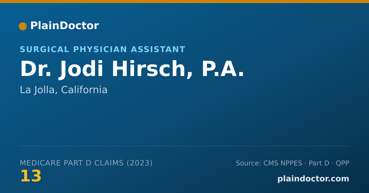 Shareable card for Jodi Hirsch, P.A. - Surgical Physician Assistant, La Jolla, CA