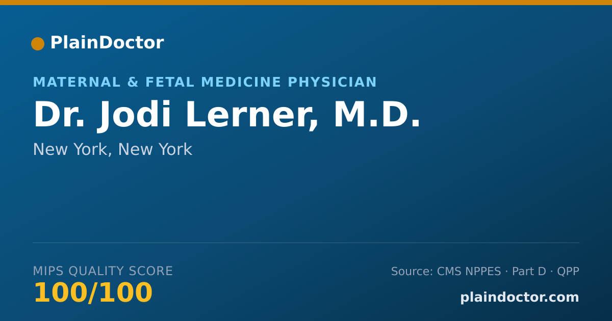 Shareable card for Jodi Lerner, M.D. - Maternal & Fetal Medicine Physician, New York, NY
