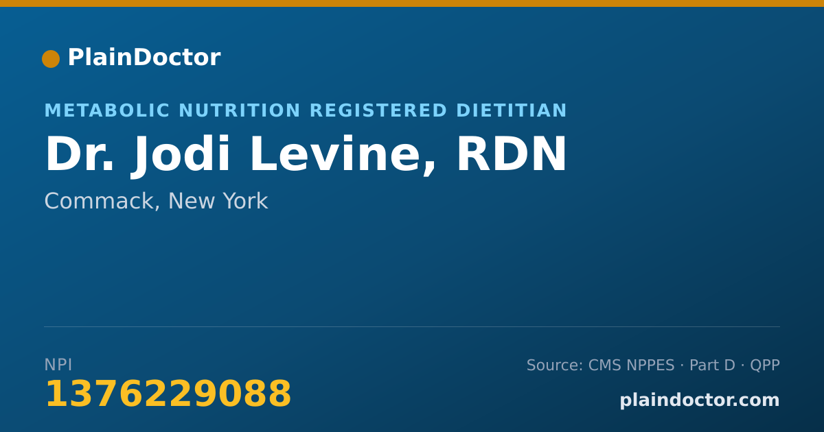 Shareable card for Jodi Levine, RDN - Metabolic Nutrition Registered Dietitian, Commack, NY