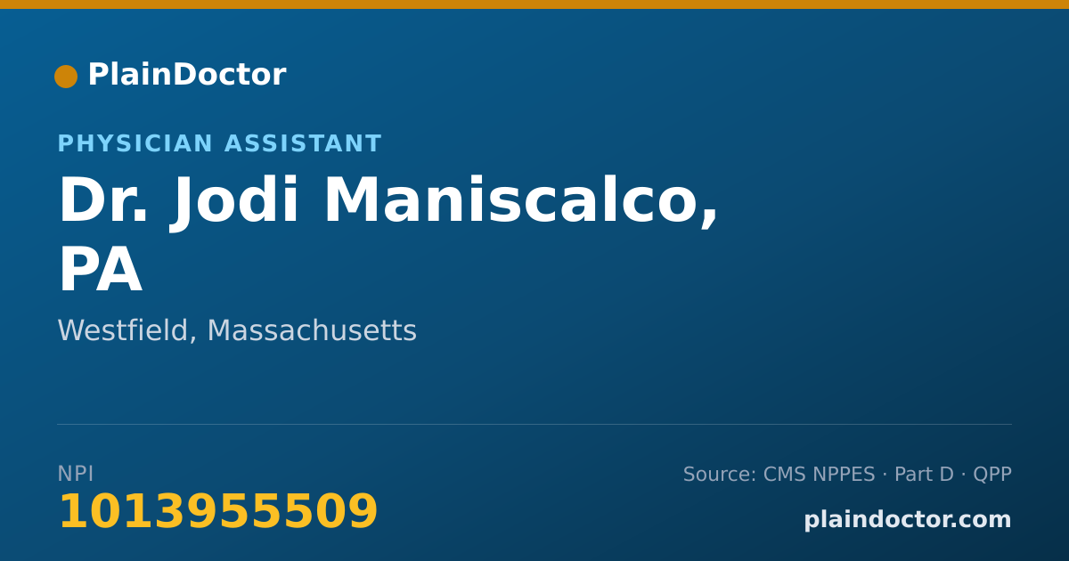 Shareable card for Jodi Maniscalco, PA - Physician Assistant, Westfield, MA