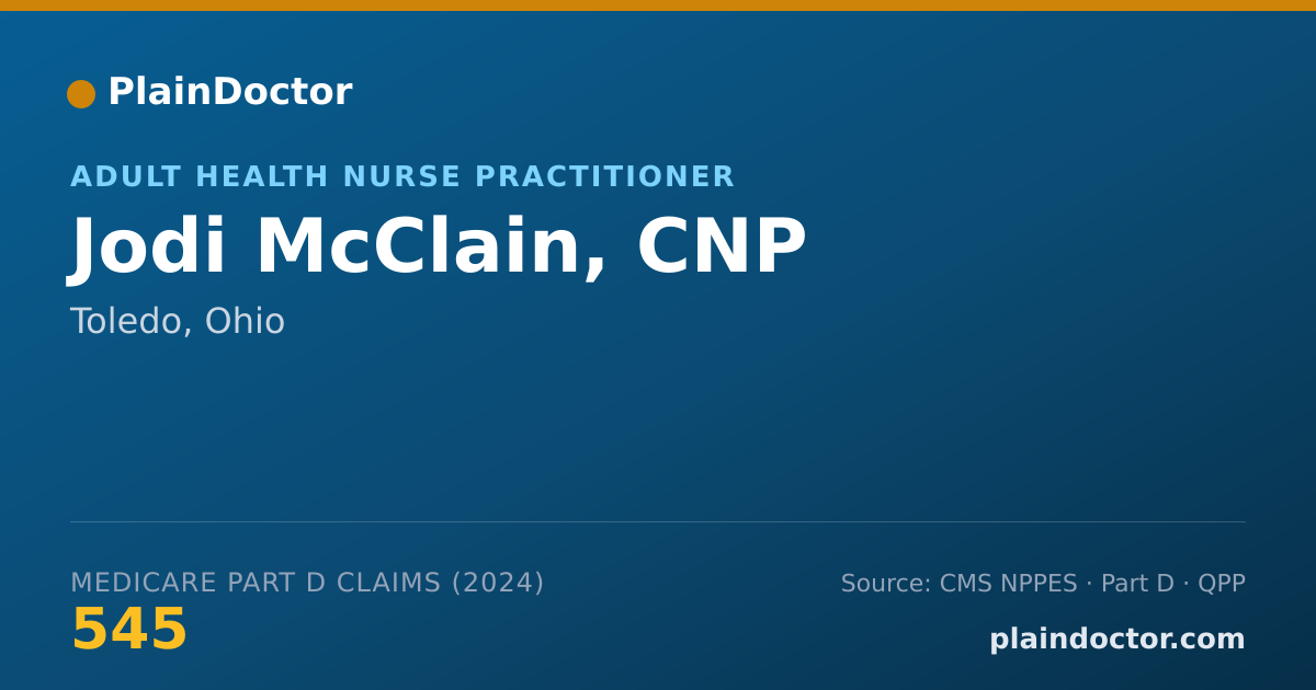 Shareable card for Jodi McClain, CNP - Adult Health Nurse Practitioner, Toledo, OH