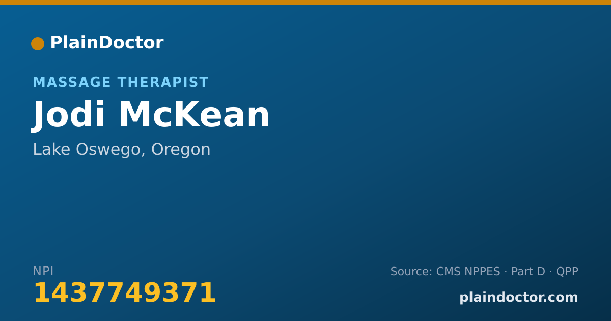 Shareable card for Jodi McKean - Massage Therapist, Lake Oswego, OR