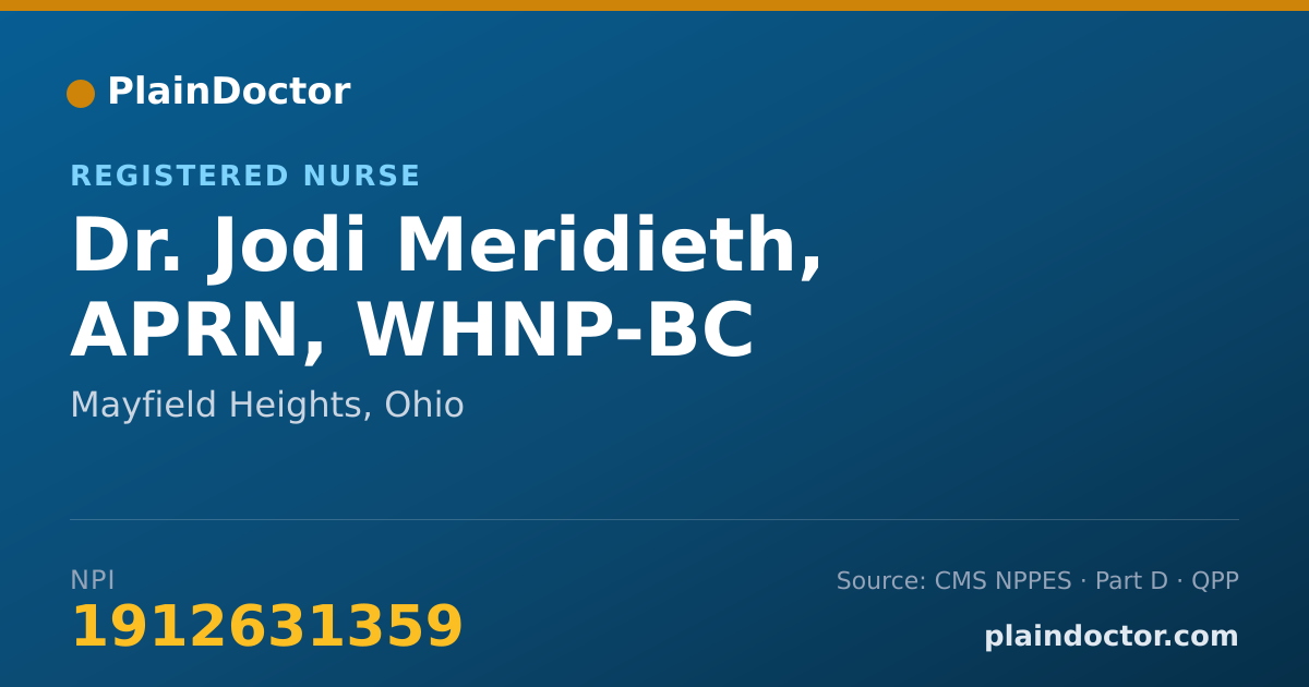 Shareable card for Jodi Meridieth, APRN, WHNP-BC - Registered Nurse, Mayfield Heights, OH