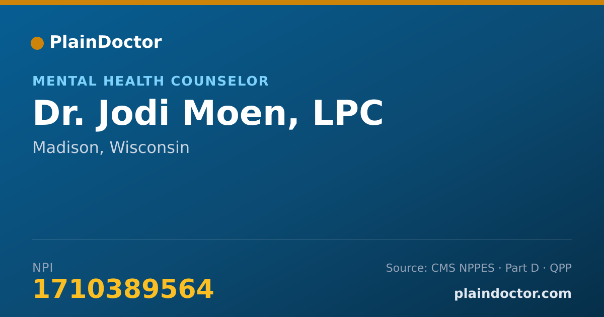 Shareable card for Jodi Moen, LPC - Mental Health Counselor, Madison, WI
