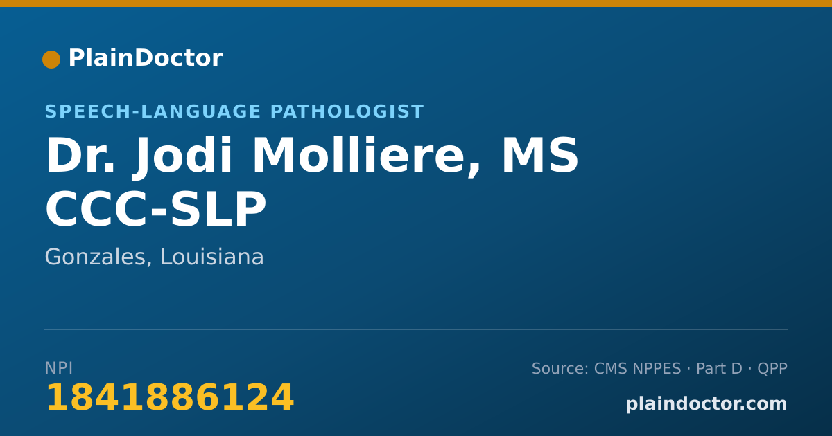 Shareable card for Jodi Molliere, MS CCC-SLP - Speech-Language Pathologist, Gonzales, LA