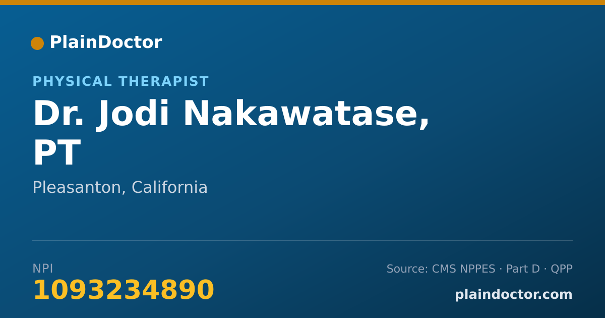 Shareable card for Jodi Nakawatase, PT - Physical Therapist, Pleasanton, CA