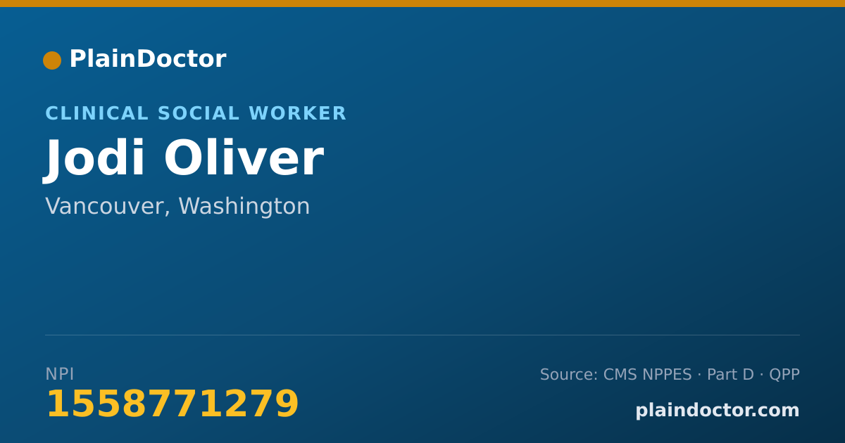 Shareable card for Jodi Oliver - Clinical Social Worker, Vancouver, WA
