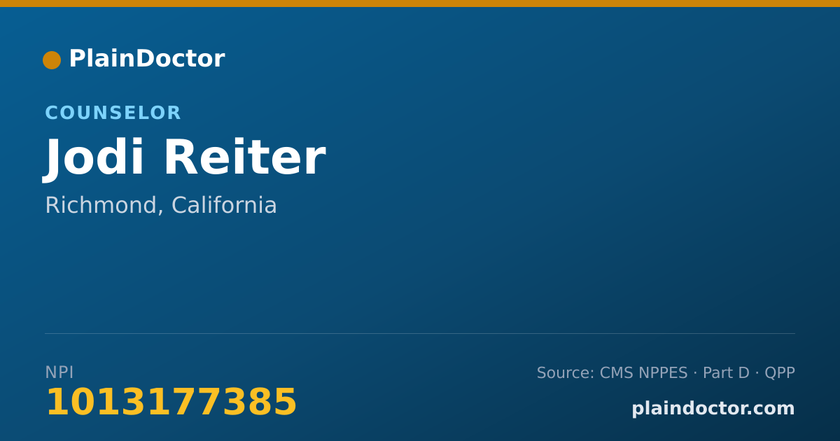 Shareable card for Jodi Reiter - Counselor, Richmond, CA