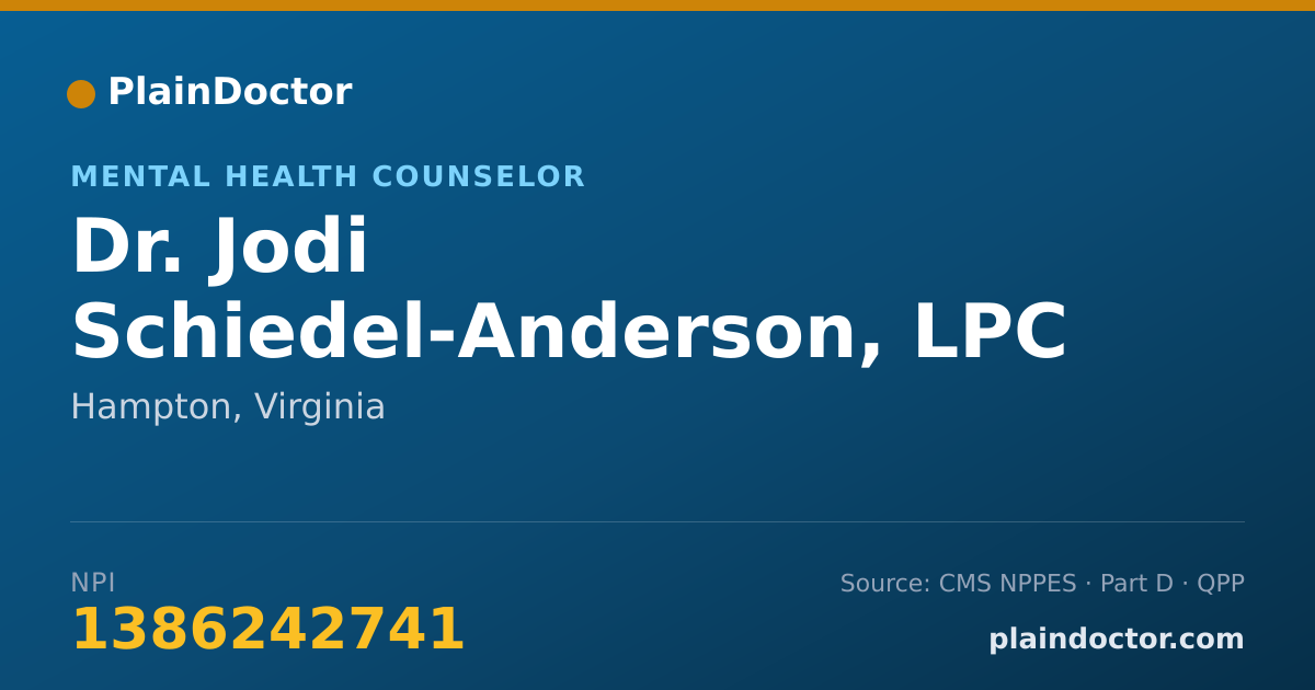 Shareable card for Jodi Schiedel-Anderson, LPC - Mental Health Counselor, Hampton, VA