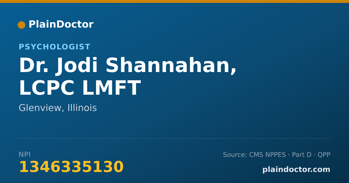 Shareable card for Jodi Shannahan, LCPC LMFT - Psychologist, Glenview, IL