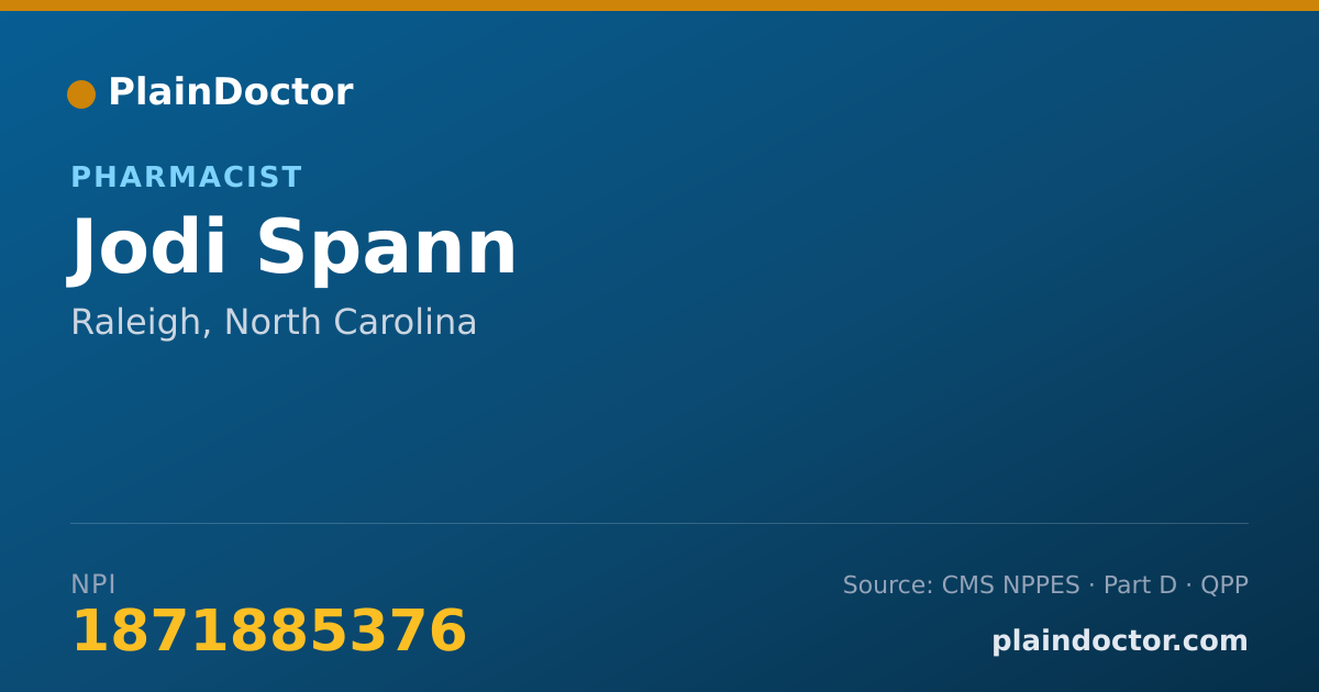 Shareable card for Jodi Spann - Pharmacist, Raleigh, NC